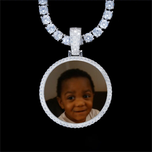 925S & VVS Moissanite 3D Circle Custom Picture Pendant