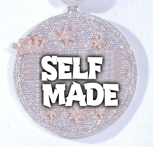 CUSTOM LETTER NECKLACE 3D BIG CROWN DISC