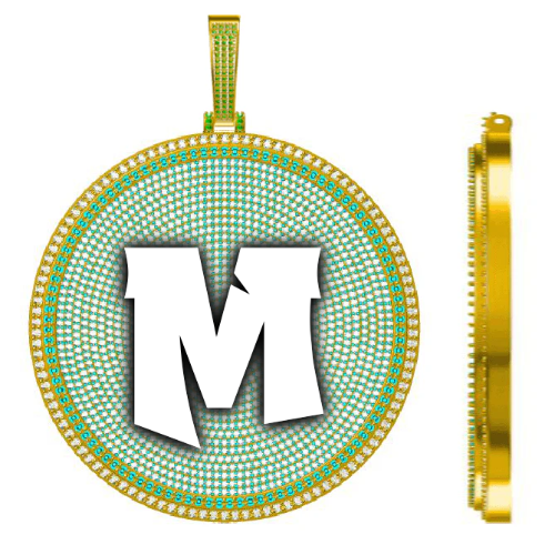 CUSTOM LETTER NECKLACE 3D BIG DISC