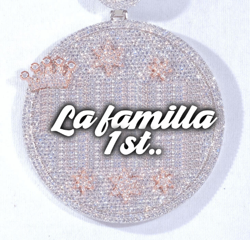 CUSTOM LETTER NECKLACE 3D BIG CROWN DISC