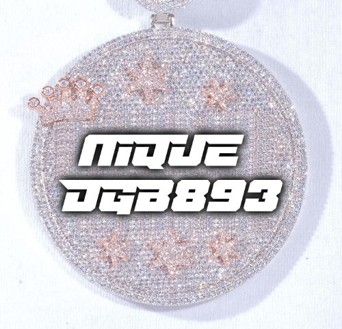 CUSTOM LETTER NECKLACE 3D BIG CROWN DISC