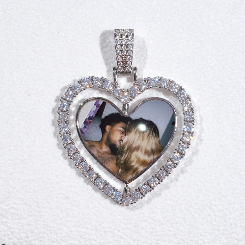 3D Spinning 2-Faced Heart Custom Picture Pendant
