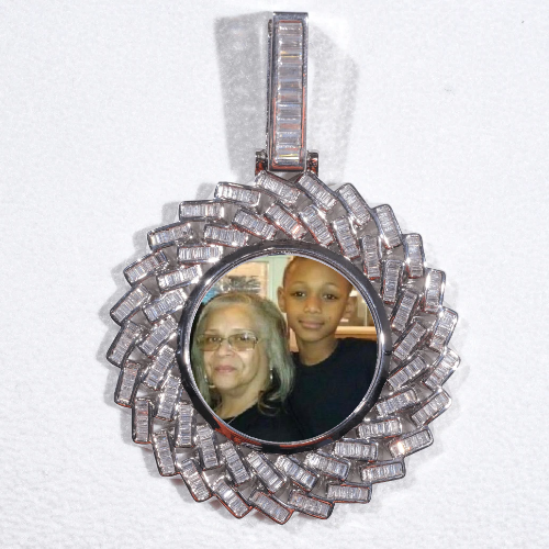 Large 3D Baguette Custom Picture Pendant