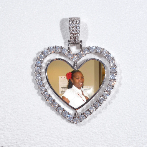 3D Spinning 2-Faced Heart Custom Picture Pendant