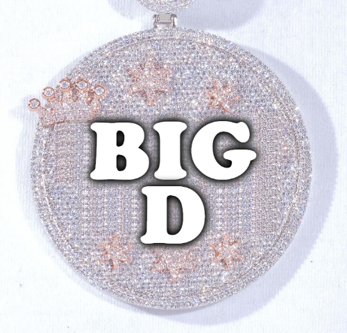 CUSTOM LETTER NECKLACE 3D BIG CROWN DISC