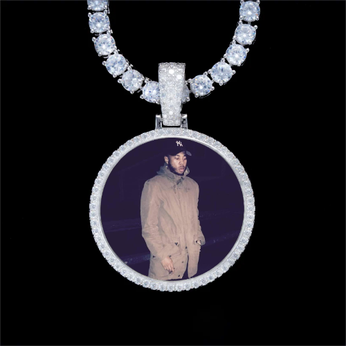 925S & VVS Moissanite 3D Circle Custom Picture Pendant