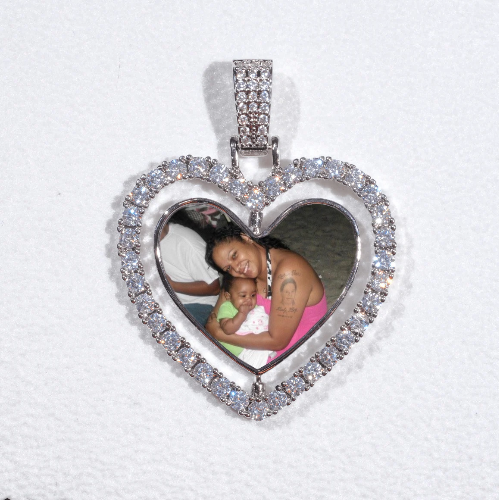 3D Spinning 2-Faced Heart Custom Picture Pendant