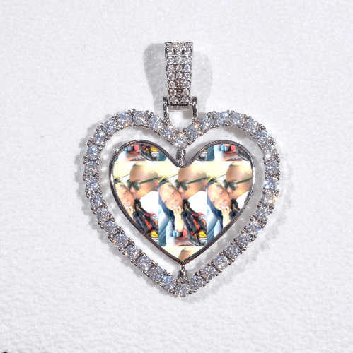 3D Spinning 2-Faced Heart Custom Picture Pendant