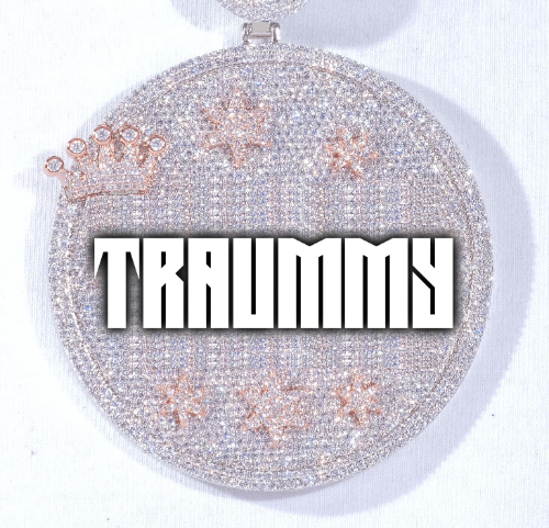 CUSTOM LETTER NECKLACE 3D BIG CROWN DISC