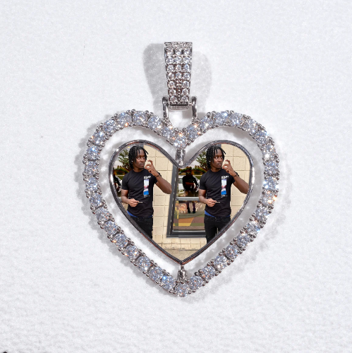 3D Spinning 2-Faced Heart Custom Picture Pendant