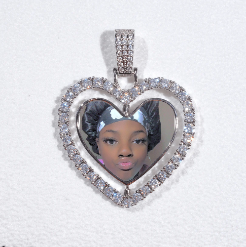 3D Spinning 2-Faced Heart Custom Picture Pendant
