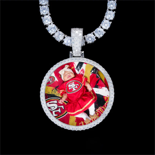 925S & VVS Moissanite 3D Circle Custom Picture Pendant