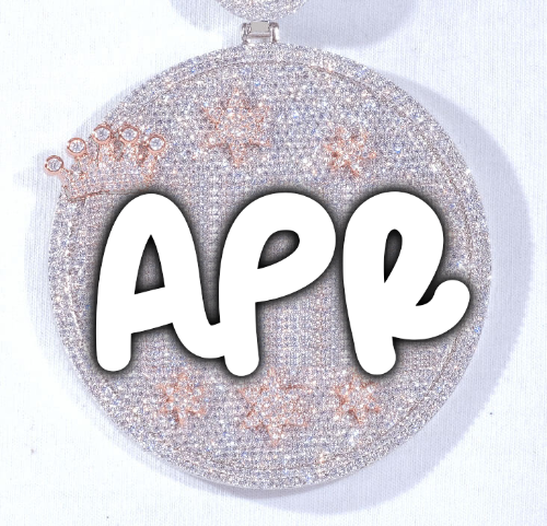 CUSTOM LETTER NECKLACE 3D BIG CROWN DISC