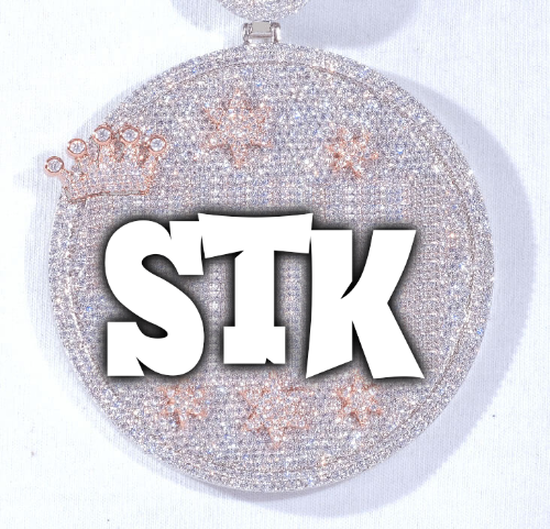 CUSTOM LETTER NECKLACE 3D BIG CROWN DISC