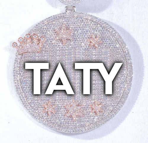 CUSTOM LETTER NECKLACE 3D BIG CROWN DISC