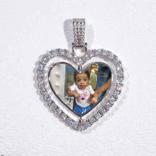 3D Spinning 2-Faced Heart Custom Picture Pendant