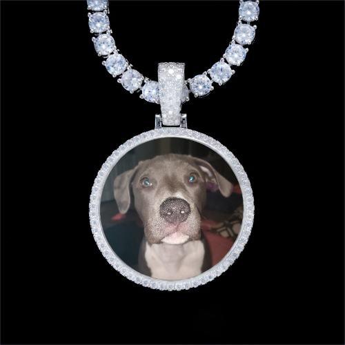925S & VVS Moissanite 3D Circle Custom Picture Pendant