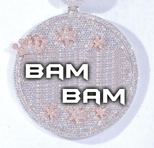 CUSTOM LETTER NECKLACE 3D BIG CROWN DISC