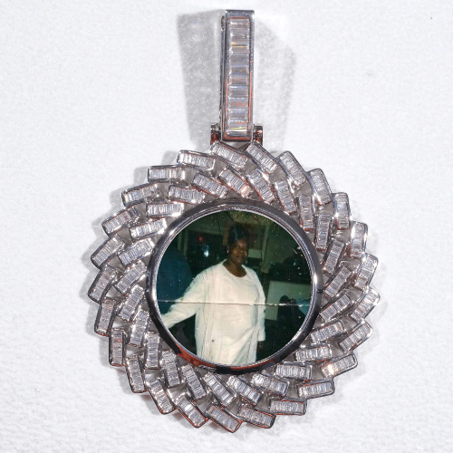 Large 3D Baguette Custom Picture Pendant