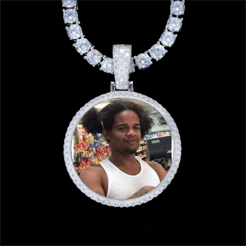 925S & VVS Moissanite 3D Circle Custom Picture Pendant