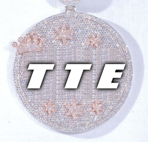 CUSTOM LETTER NECKLACE 3D BIG CROWN DISC