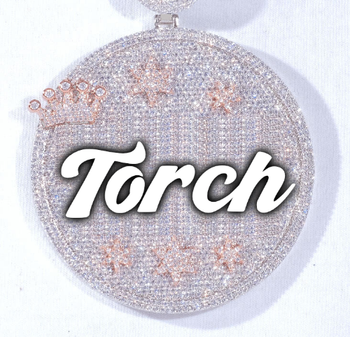 CUSTOM LETTER NECKLACE 3D BIG CROWN DISC