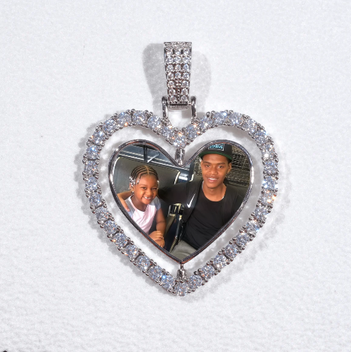 3D Spinning 2-Faced Heart Custom Picture Pendant