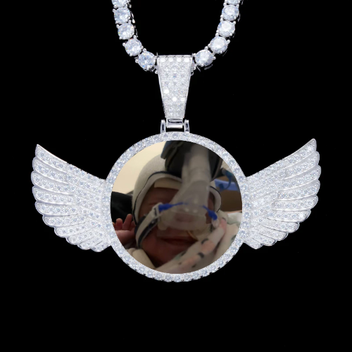 925S & VVS Moissanite 3D Wing Custom Picture Pendant
