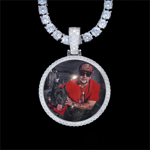 925S & VVS Moissanite 3D Circle Custom Picture Pendant