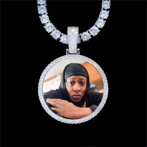 925S & VVS Moissanite 3D Circle Custom Picture Pendant
