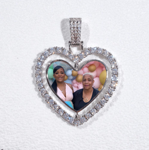 3D Spinning 2-Faced Heart Custom Picture Pendant