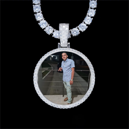 925S & VVS Moissanite 3D Circle Custom Picture Pendant