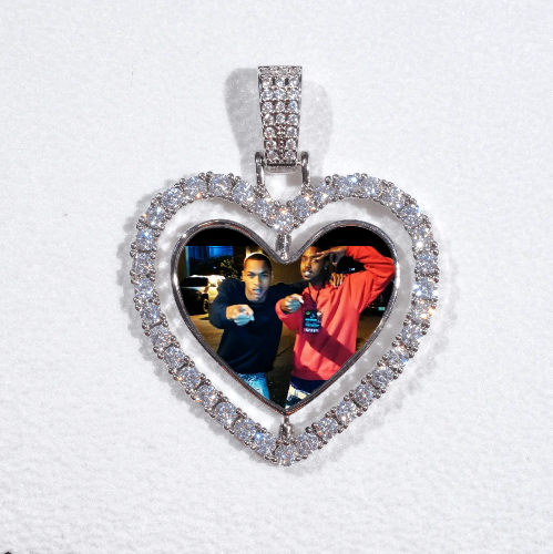 3D Spinning 2-Faced Heart Custom Picture Pendant