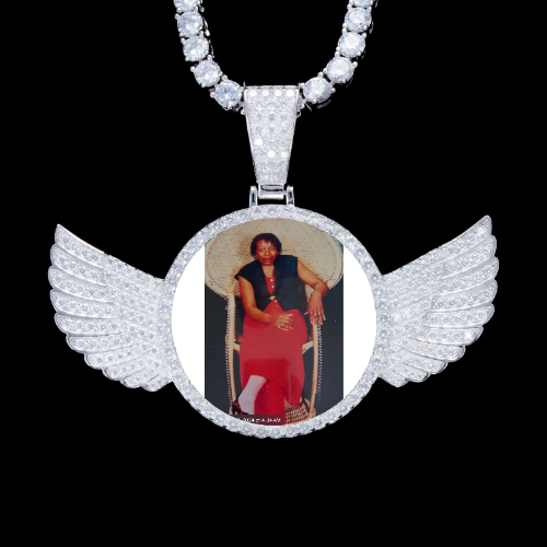 925S & VVS Moissanite 3D Wing Custom Picture Pendant