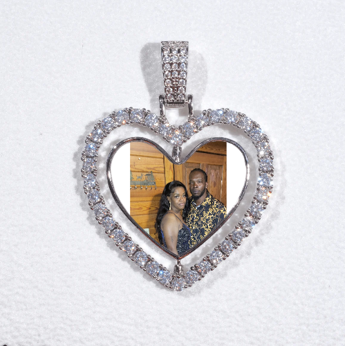 3D Spinning 2-Faced Heart Custom Picture Pendant