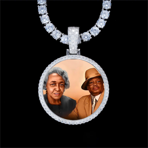 925S & VVS Moissanite 3D Circle Custom Picture Pendant