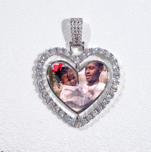 3D Spinning 2-Faced Heart Custom Picture Pendant