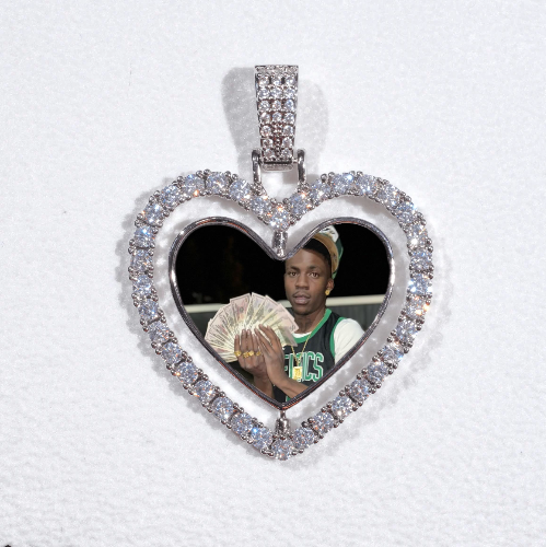 3D Spinning 2-Faced Heart Custom Picture Pendant