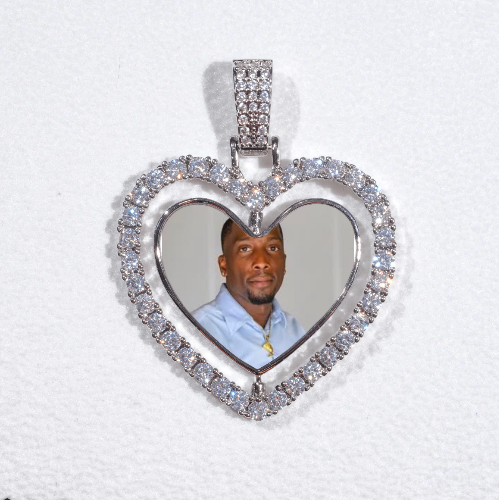 3D Spinning 2-Faced Heart Custom Picture Pendant