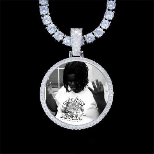 925S & VVS Moissanite 3D Circle Custom Picture Pendant