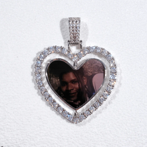 3D Spinning 2-Faced Heart Custom Picture Pendant