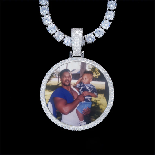 925S & VVS Moissanite 3D Circle Custom Picture Pendant