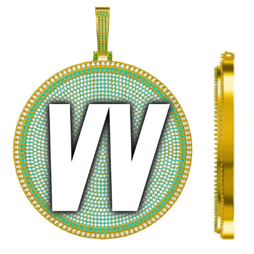 CUSTOM LETTER NECKLACE 3D BIG DISC