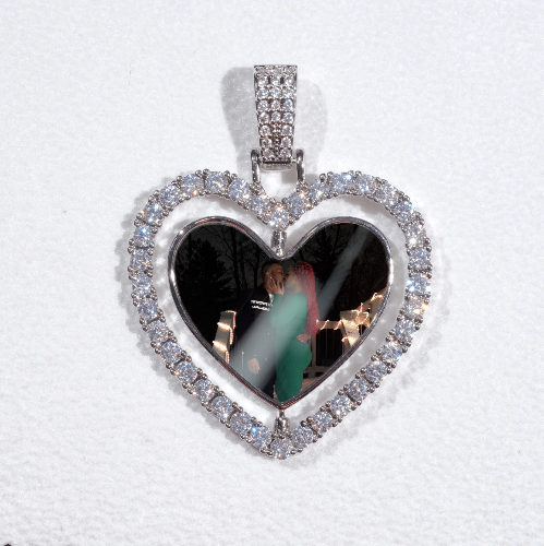 3D Spinning 2-Faced Heart Custom Picture Pendant