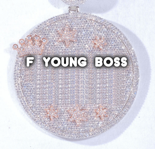 CUSTOM LETTER NECKLACE 3D BIG CROWN DISC