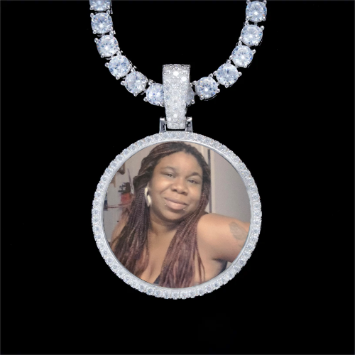 925S & VVS Moissanite 3D Circle Custom Picture Pendant