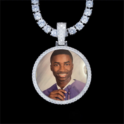 925S & VVS Moissanite 3D Circle Custom Picture Pendant