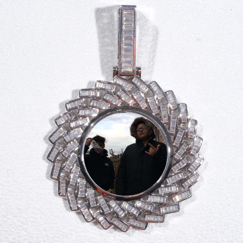 Large 3D Baguette Custom Picture Pendant