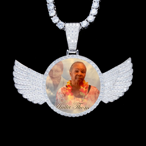 925S & VVS Moissanite 3D Wing Custom Picture Pendant