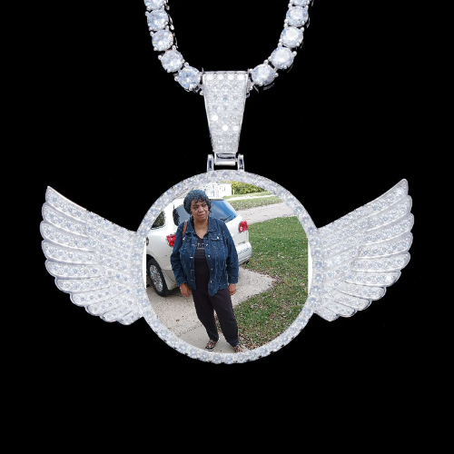 925S & VVS Moissanite 3D Wing Custom Picture Pendant